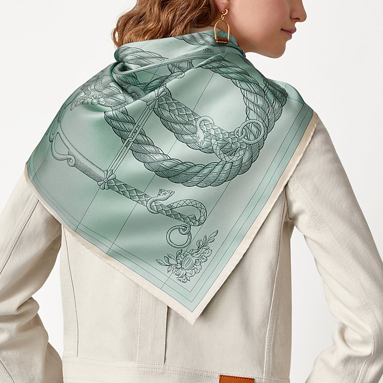 Hermes Green Equestrian Double-Sided Silk Scarf 90cm H903578S-05 圖 6