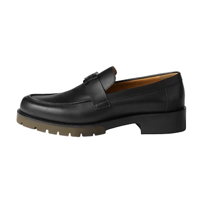 HERMES Gregoire 'Black Leather Slip-On'
