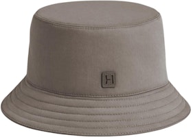 HERMES Grey Cotton Fisherman Hat with Logo Design Unisex Couple Style H241022N 5I60 HERMES Grey Cotton Fisherman Hat with Logo Design Unisex Couple Style H241022N 5I60