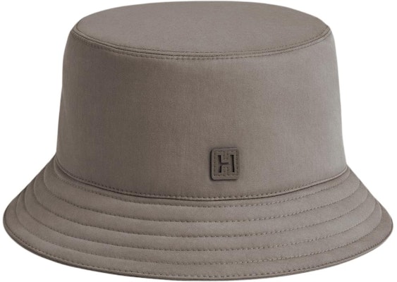 HERMES Grey Cotton Fisherman Hat with Logo Design Unisex Couple Style H241022N 5I60 Order HERMES Grey Cotton Fisherman Hat with Logo Design Unisex Couple Style H241022N 5I60