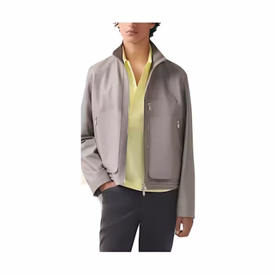 Hermes Grey High-Neck Zip-Up Loose-Fit Jacket H353010HA2P58