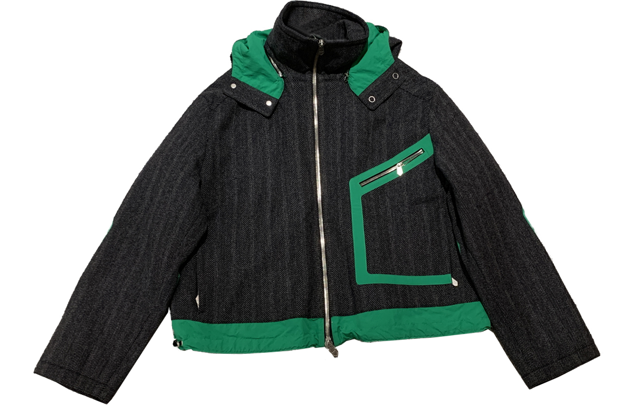 Hermes Grey Patchwork Hooded Zip-Up Jacket H262120HC0146