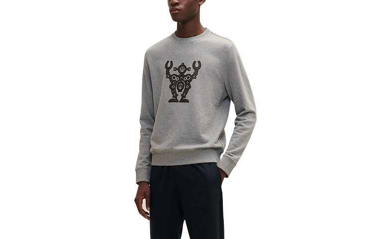 HERMES Grey Robot Crewneck Long Sleeve Sweatshirt H157750HA76