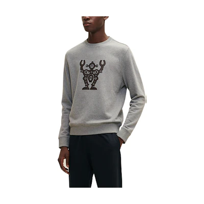 HERMES Grey Robot Crewneck Long Sleeve Sweatshirt H157750HA76