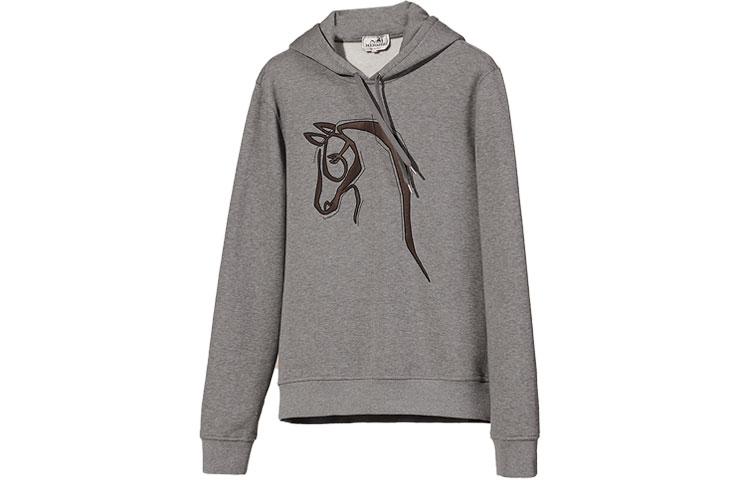 Hermes Grey Sweatshirt with Horse Patch Design H167545HA76