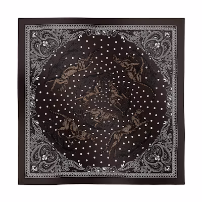 HERMES Guepards Bandana Silk Scarf Unisex Couples Brown. H594166S