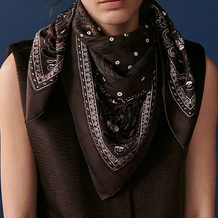 HERMES Guepards Bandana Silk Scarf Unisex Couples Brown. H594166S 圖 3