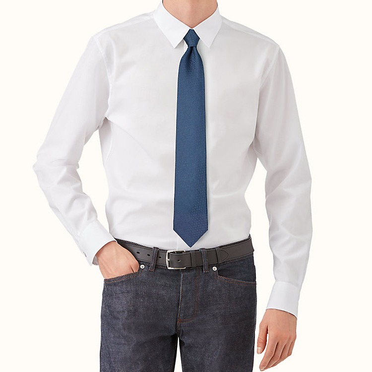 HERMES H 24 Jacquard Tie Marine Clair Dark Blue. H030290T 03 圖 3