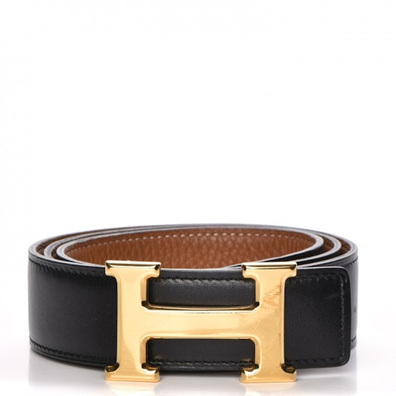 Hermes H Belt Box/Togo 32mm Noir/Gold