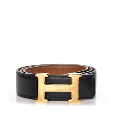 Hermes H Belt Box/Togo 32mm Noir/Gold