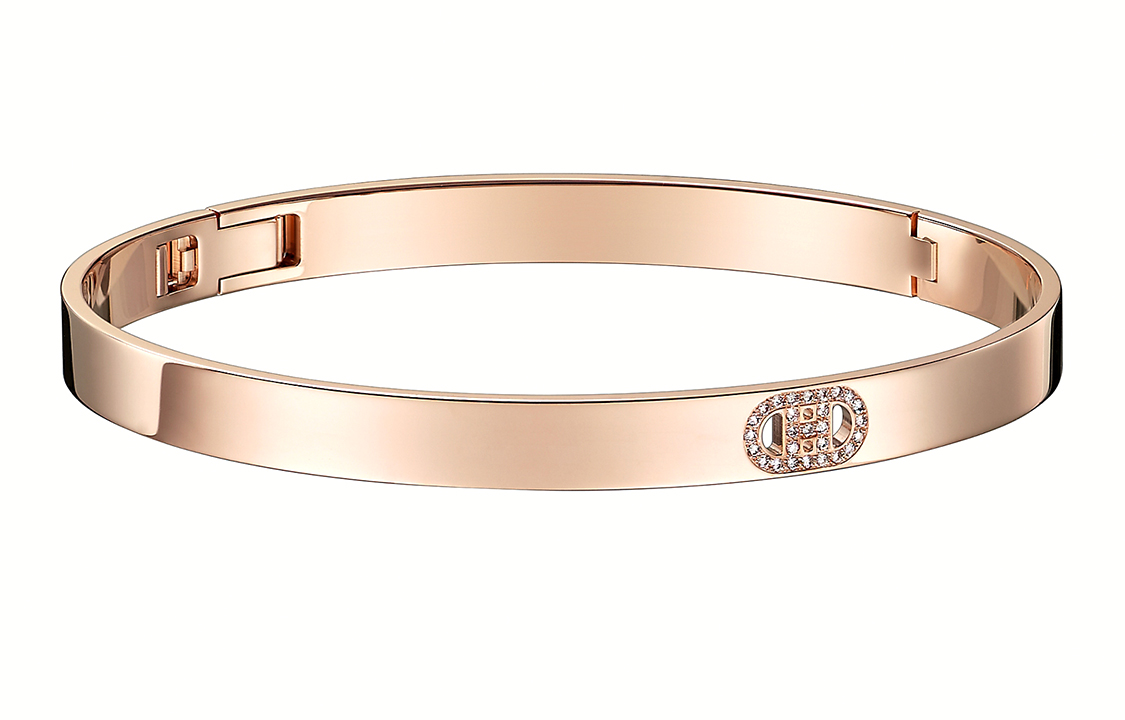HERMES H d'Ancre 18K Rose Gold Diamond Bracelet Unisex Luxury Jewelry H115400B00SH