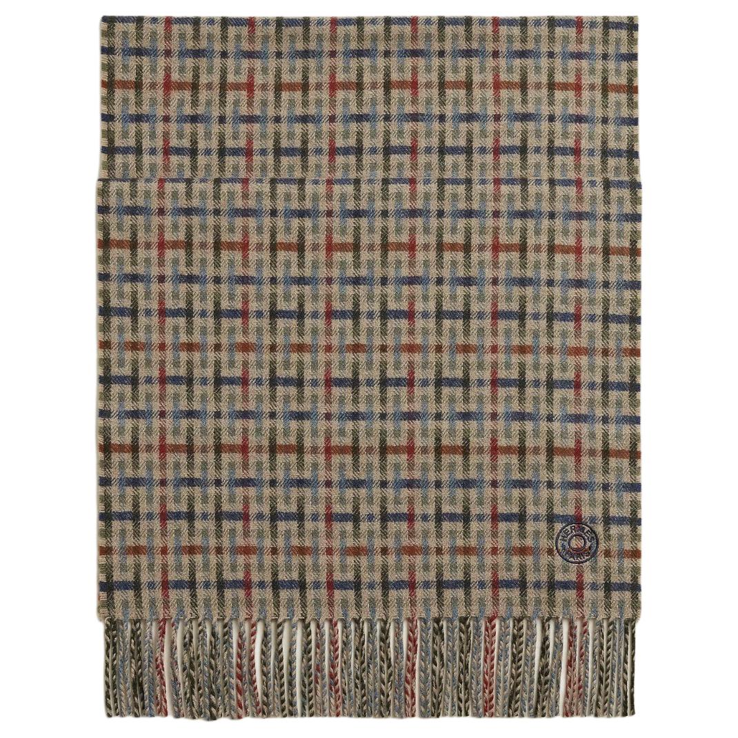 HERMES H Ecossais Cashmere Scarf Unisex Couple Style Brown. H394083T 07