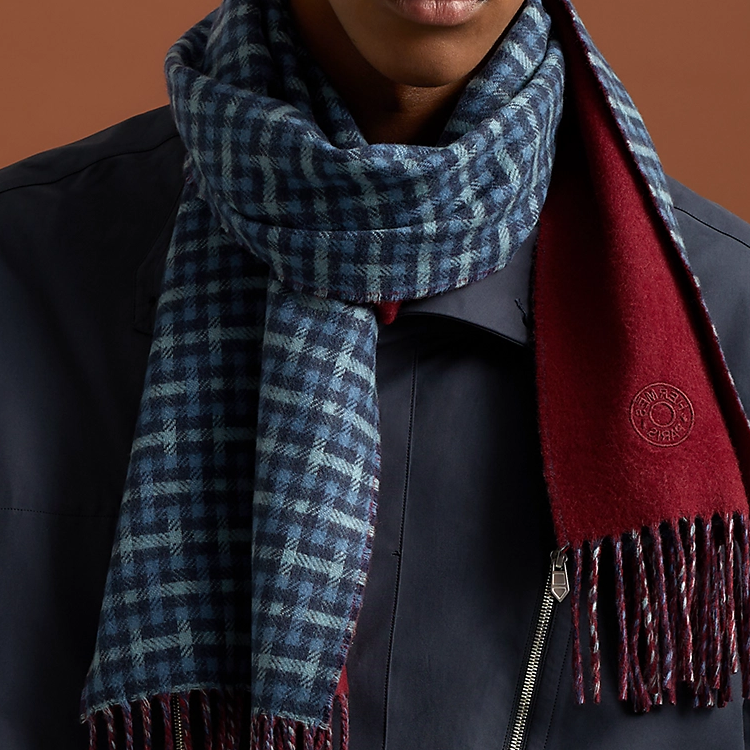 HERMES H Ecossais Reversible Cashmere Scarf for Men. H393832T 02 圖 3
