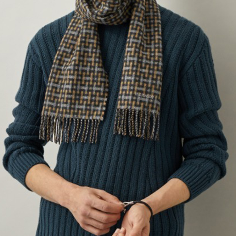 HERMES H Ecossais Scarf Yellow/Black/Beige H393772T-04 圖 3