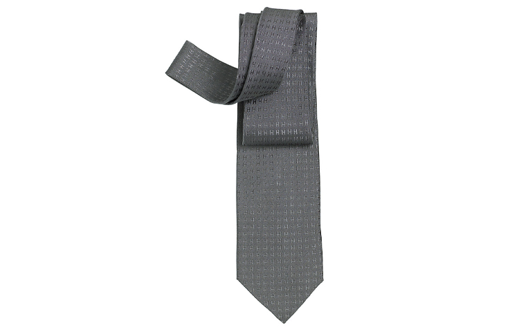 HERMES H Jacquard Silk Tie Unisex Couples Steel Gray H030189T-I8