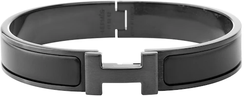 HERMES H Logo Black Gold-Plated Bracelet for Men in Black. H703203FK01 HERMES H Logo Black Gold-Plated Bracelet for Men in Black. H703203FK01