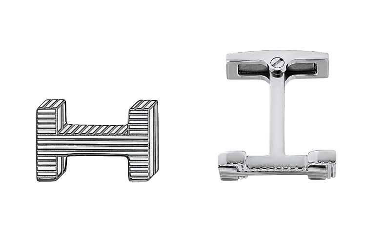 HERMES H Optique Palladium-Plated Metal Cufflinks Silver H077236FP-00