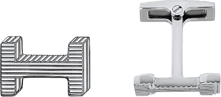 HERMES H Optique Palladium-Plated Metal Cufflinks Silver H077236FP-00 HERMES H Optique Palladium-Plated Metal Cufflinks Silver H077236FP-00