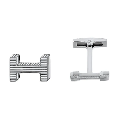 HERMES H Optique Palladium-Plated Metal Cufflinks Silver H077236FP-00