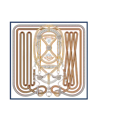 HERMES Hand-Rolled Silk Scarf "Grand Celebration" White Gold 90cm Unisex H003778S-12