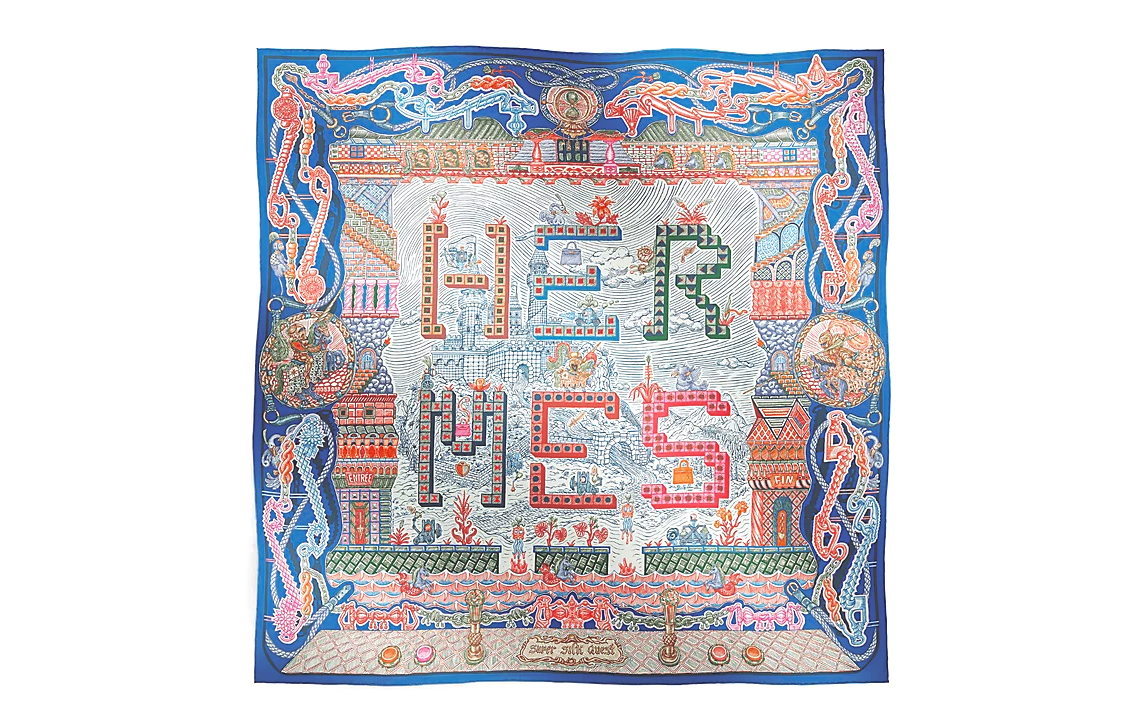 HERMES Handcrafted Pattern Print Silk Scarf Unisex Couple Style Multicolor. H004011S 02 圖 2