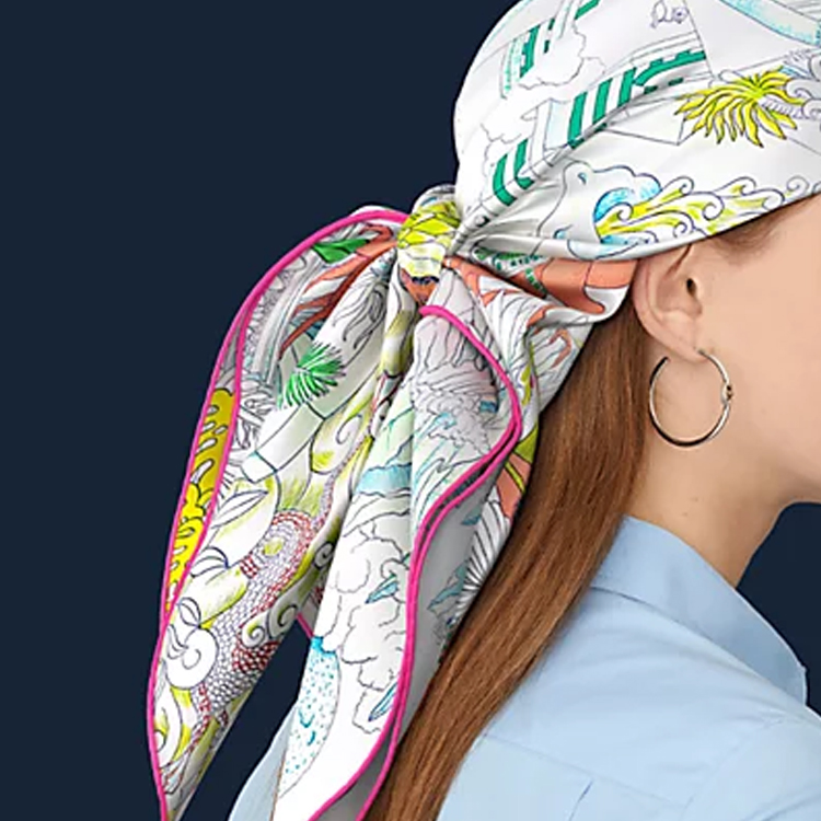 HERMES Handmade Twill Silk Scarf in Cream White H003365S-11 圖 3