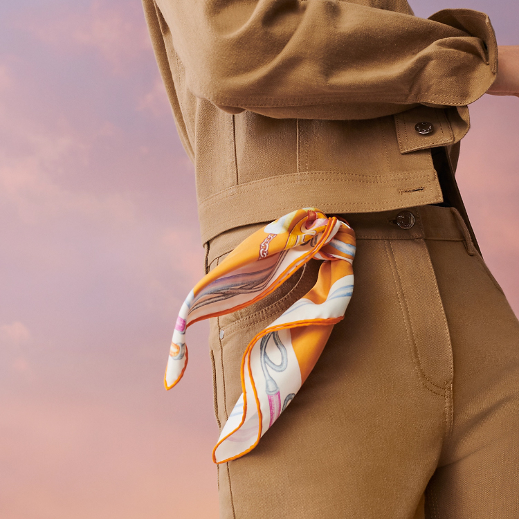 HERMES Handmade Twill Silk Scarf Unisex Yellow H893954Sv05 圖 3