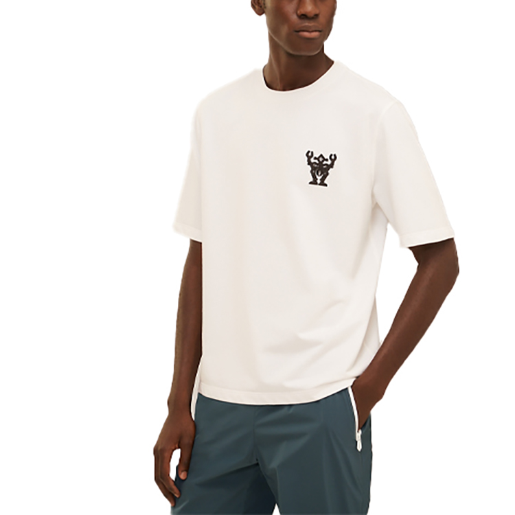 HERMES Hello Mr. Farrier Robot Logo White Cotton T-Shirt Short Sleeve H157830HA90