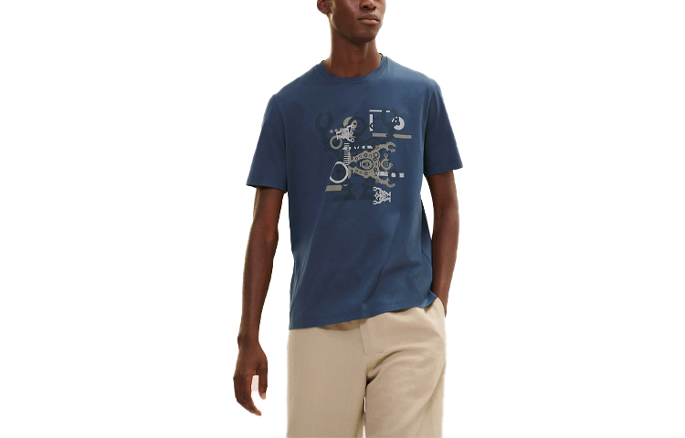 HERMES Hello Mr. Farrier Robot Print Navy Blue Short Sleeve T-Shirt Men H157861HA67