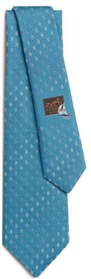 Hermes HERMÈS Blue Silk Tie with Printed Logo Embroidery. H339379Tv07 Buy Hermes HERMÈS Blue Silk Tie with Printed Logo Embroidery. H339379Tv07