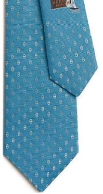 Hermes HERMÈS Blue Silk Tie with Printed Logo Embroidery. H339379Tv07 Shop Hermes HERMÈS Blue Silk Tie with Printed Logo Embroidery. H339379Tv07