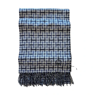 Hermes HERMÈS Scottish Check Wool Scarf Blue. H393832T-10