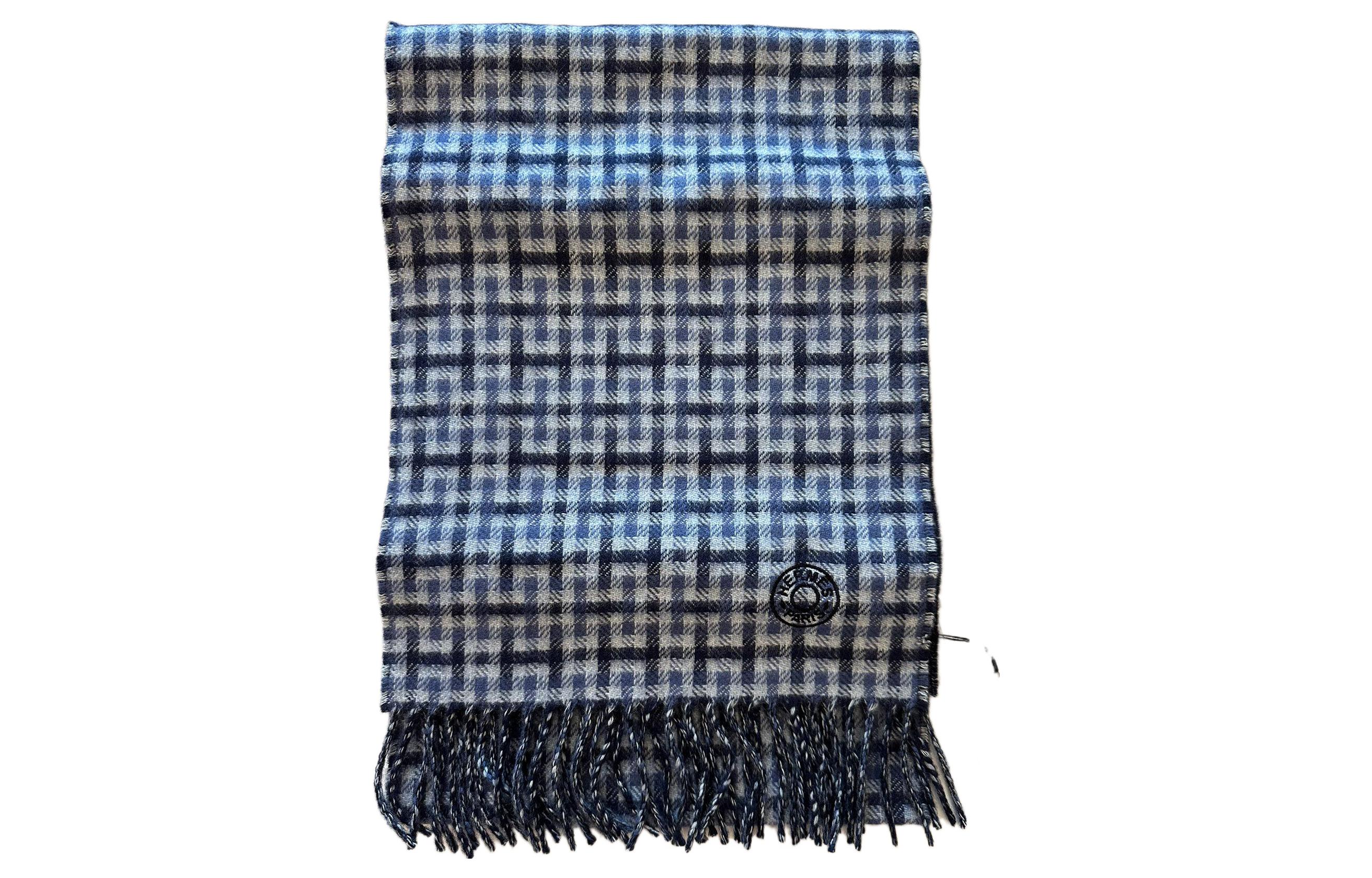 Hermes HERMÈS  Scottish Check Wool Scarf Blue. H393832T-10 圖 2