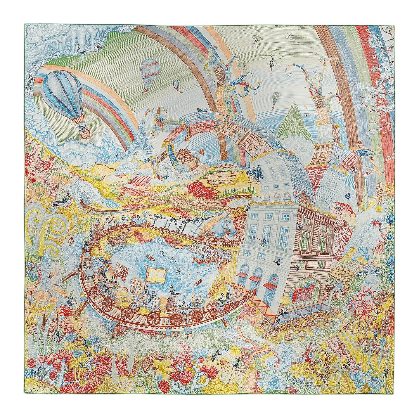 Hermes HERMÈS "Soaring Fu Bao's Dream" Silk Scarf Women Multicolor. H004147S 08 圖 2