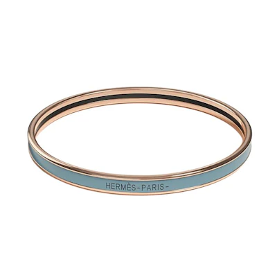 Hermes HERMÈS Enamel Logo Bracelet Blue Unisex Couple Style H240001FOZ1