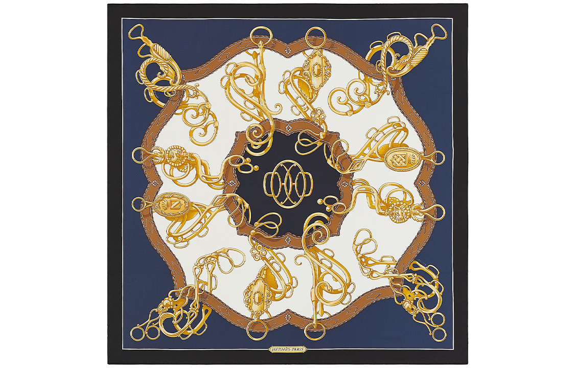 Hermes HERMÈS Lift Profile Scarf Navy Blue Unisex Couple's Edition Silk Scarf H003777S-40 圖 2