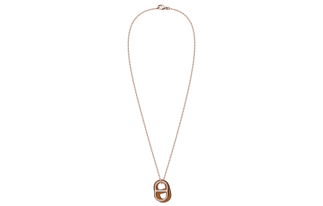 Hermes HERMÈS O'Maillon Cutout Small Calfskin Necklace for Men in Rose Gold/Gold Brown H079528CD37 圖 3