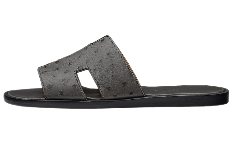 Buy 爱马仕Oran凉鞋 '黑色鸵鸟皮' H102208Z-HU6