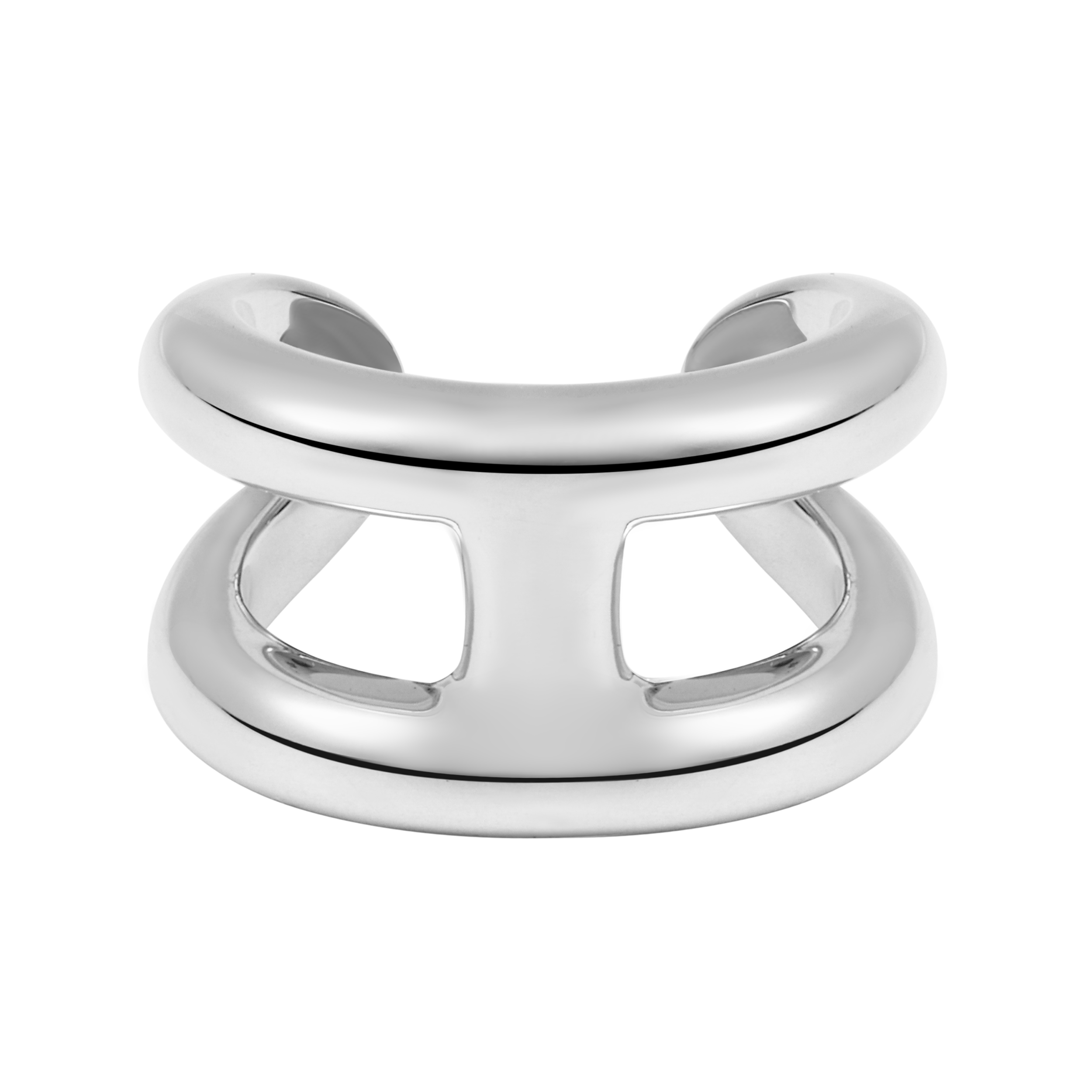 Hermes Hermès Osmose Ring Small Silver Classic H-Shape Open Design Ring. H102539B-000