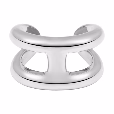 Hermes Hermès Osmose Ring Small Silver Classic H-Shape Open Design Ring. H102539B-000