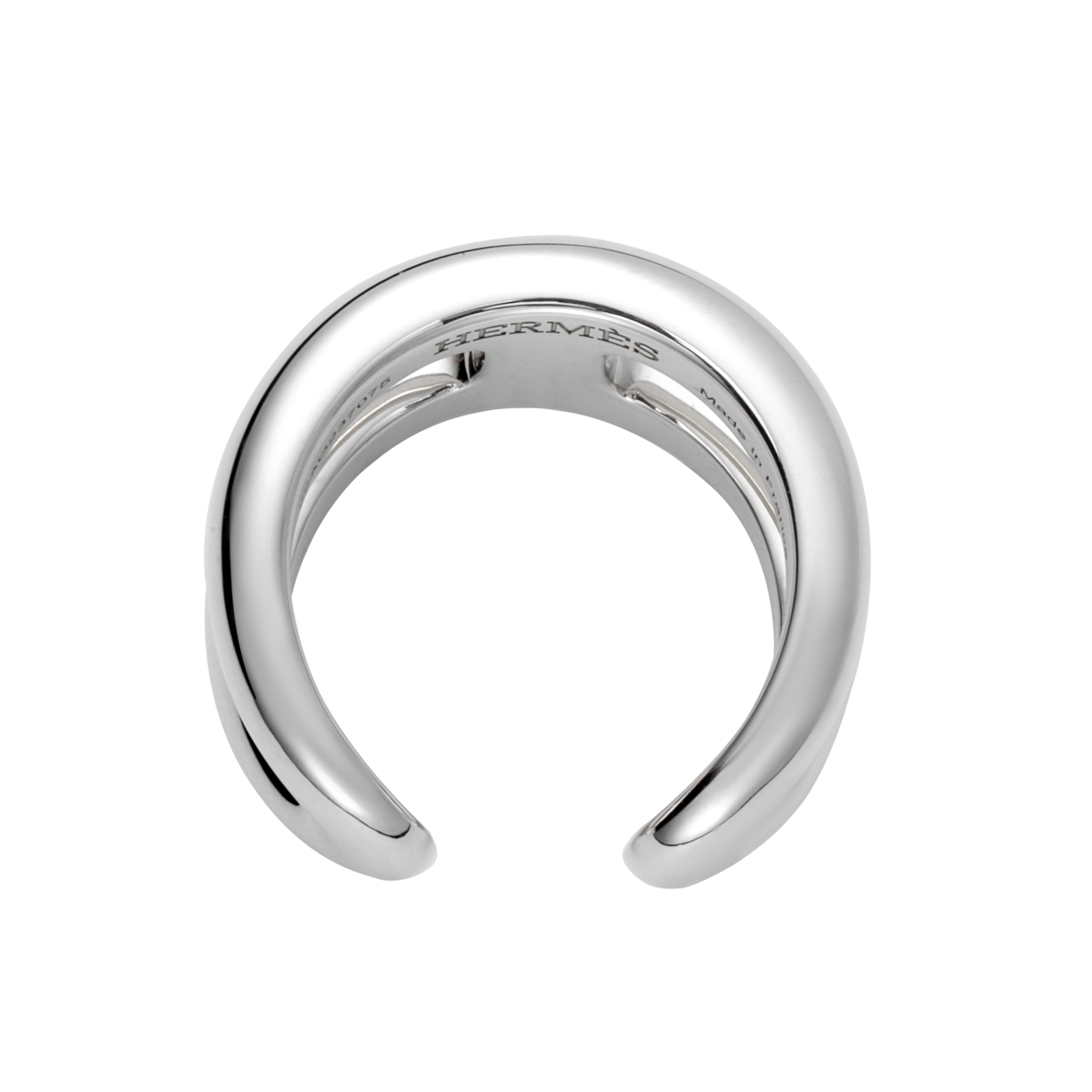 Shop Hermes Hermès Osmose Ring Small Silver Classic H-Shape Open Design Ring. H102539B-000