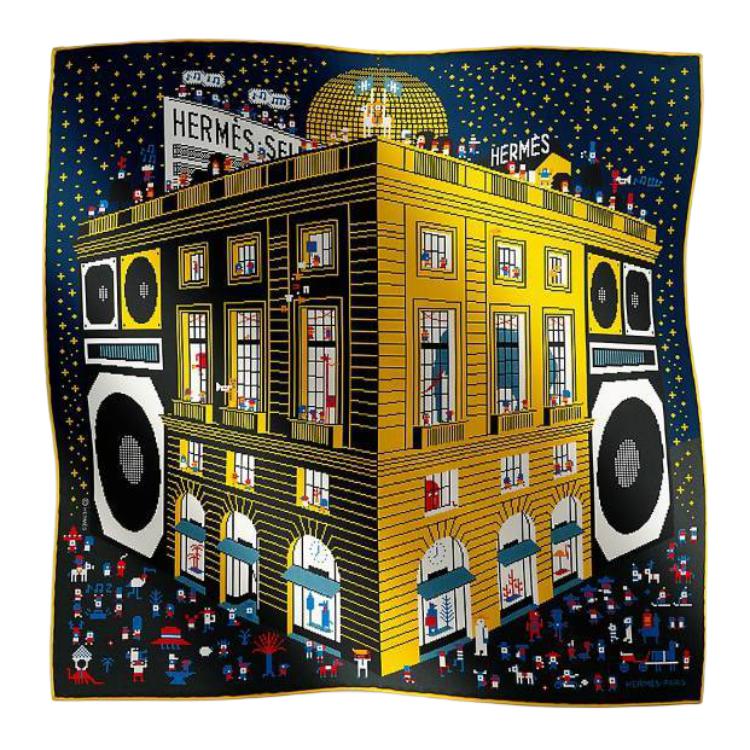 Hermes HERMÈS Printed Silk Scarf Yellow for Men. H803808T05