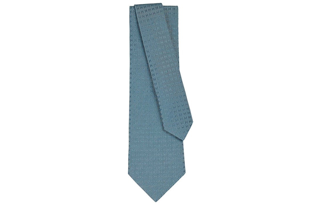 Hermes HERMÈS Silk Tie Faconnee H Pattern Blue Grey  Accessory H030189T-39