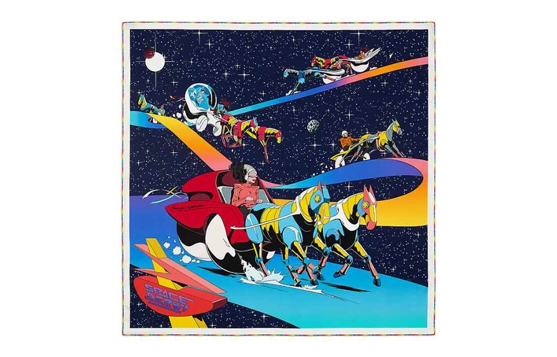 Hermes HERMÈS Space Derby Twilly Scarf Unisex Couple Design Multicolor Silk Scarf H0005167 23 圖 2