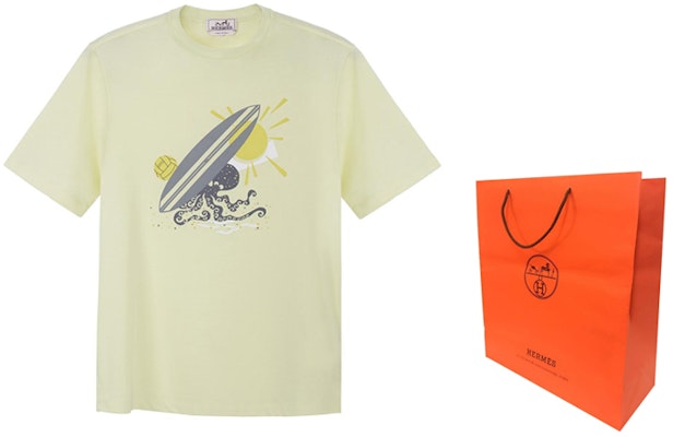 爱马仕 HERMÈS 2023春夏卡通印花柠檬黄圆领短袖T恤 休闲上衣 H357940HA2Q Shop 爱马仕 HERMÈS 2023春夏卡通印花柠檬黄圆领短袖T恤 休闲上衣 H357940HA2Q