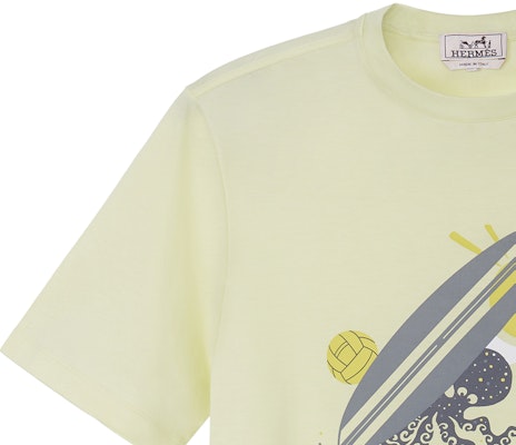 爱马仕 HERMÈS 2023春夏卡通印花柠檬黄圆领短袖T恤 休闲上衣 H357940HA2Q Purchase 爱马仕 HERMÈS 2023春夏卡通印花柠檬黄圆领短袖T恤 休闲上衣 H357940HA2Q