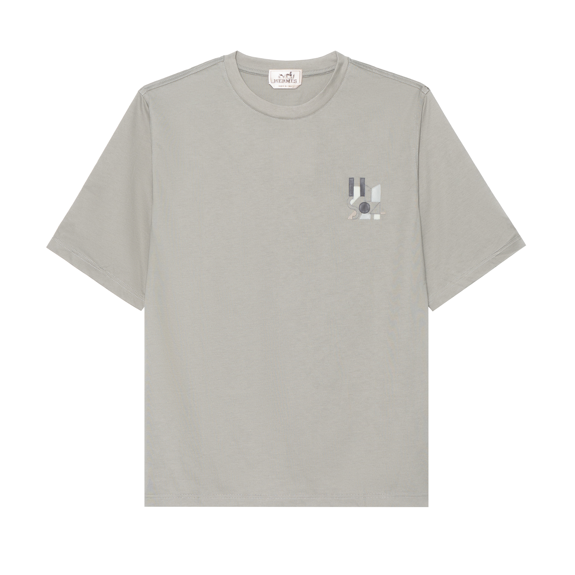 Hermes HERMÈS SS24  Green Crewneck T-Shirt with Leather Detail. H457930HA1F