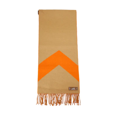 HERMES Herringbone Cashmere Scarf Camel Color H259065S-01