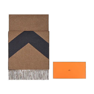 HERMES Herringbone Cashmere Scarf H259065S-05