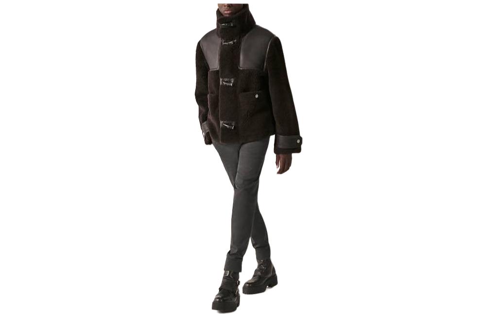 Hermes High-Neck Solid Button-Up Jacket Coffee Color H363720HH4T46